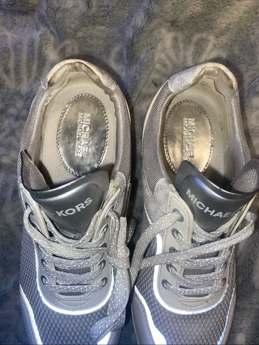 Michael Kors Men's Silver Gray Reflective Lace-Up Sneakers